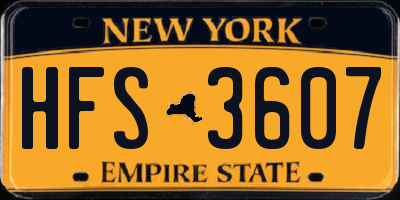 NY license plate HFS3607