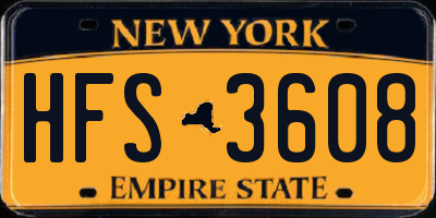 NY license plate HFS3608