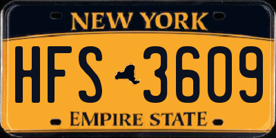 NY license plate HFS3609