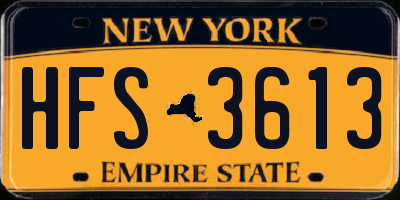 NY license plate HFS3613