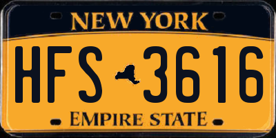 NY license plate HFS3616