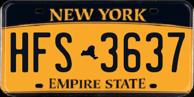 NY license plate HFS3637