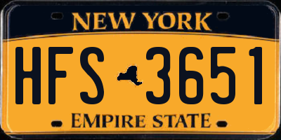 NY license plate HFS3651
