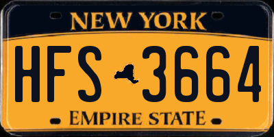 NY license plate HFS3664