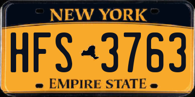 NY license plate HFS3763