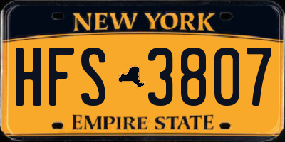 NY license plate HFS3807