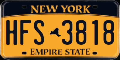 NY license plate HFS3818