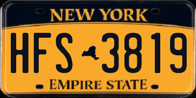 NY license plate HFS3819