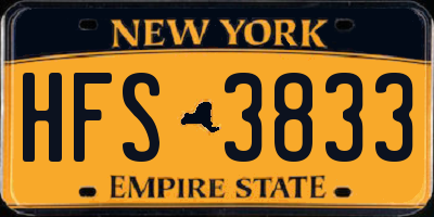 NY license plate HFS3833