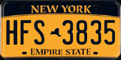NY license plate HFS3835