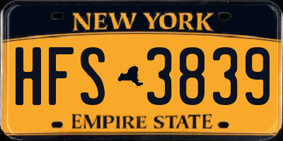 NY license plate HFS3839