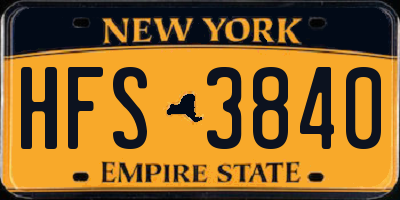 NY license plate HFS3840