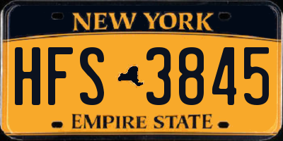 NY license plate HFS3845