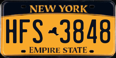 NY license plate HFS3848