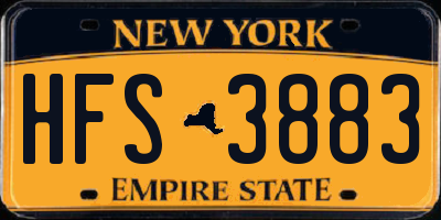 NY license plate HFS3883