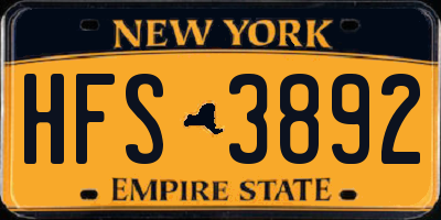 NY license plate HFS3892