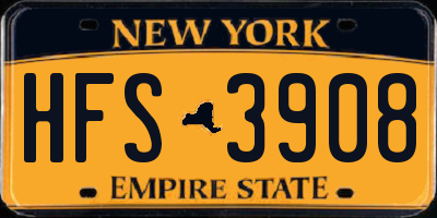 NY license plate HFS3908