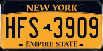 NY license plate HFS3909