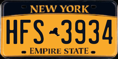 NY license plate HFS3934