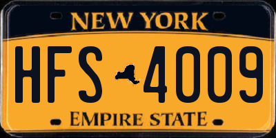NY license plate HFS4009