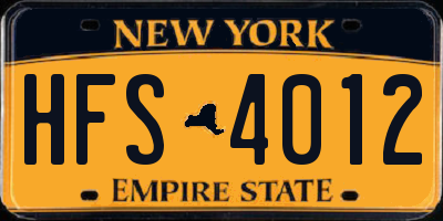 NY license plate HFS4012