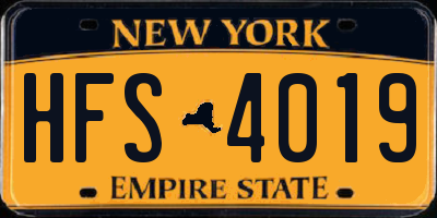 NY license plate HFS4019
