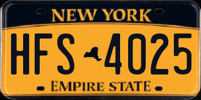 NY license plate HFS4025