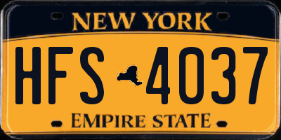 NY license plate HFS4037