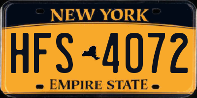 NY license plate HFS4072