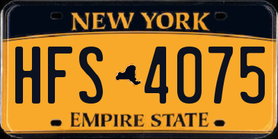 NY license plate HFS4075