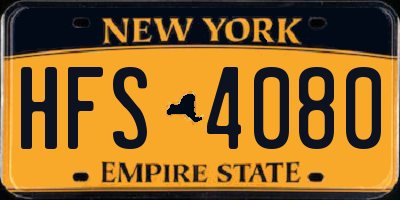 NY license plate HFS4080