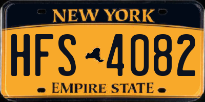 NY license plate HFS4082