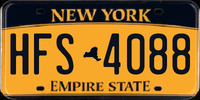 NY license plate HFS4088