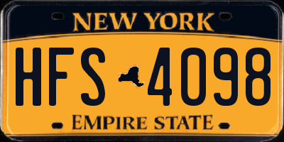 NY license plate HFS4098