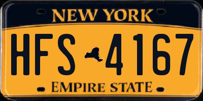 NY license plate HFS4167