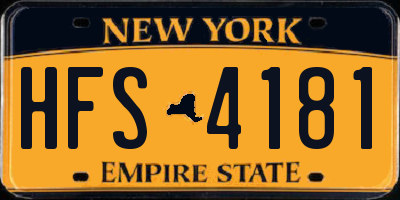 NY license plate HFS4181