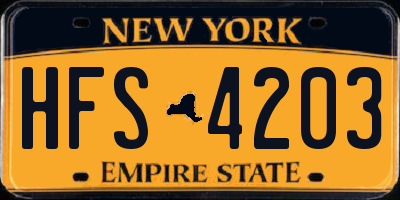 NY license plate HFS4203