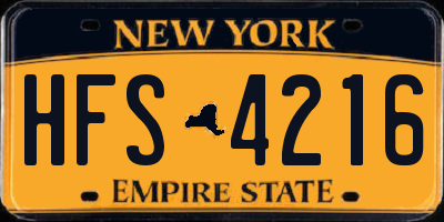 NY license plate HFS4216