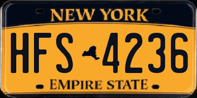 NY license plate HFS4236