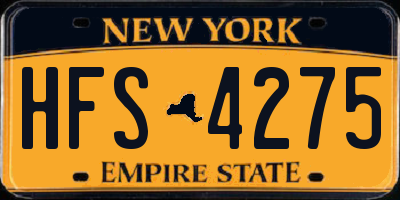 NY license plate HFS4275