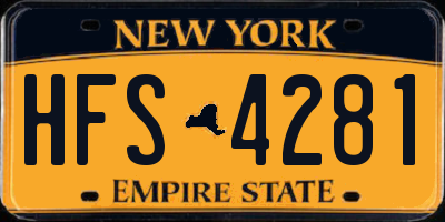 NY license plate HFS4281