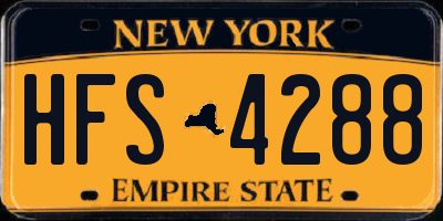 NY license plate HFS4288