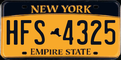 NY license plate HFS4325