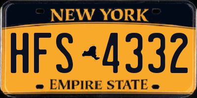 NY license plate HFS4332