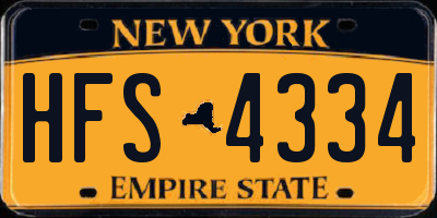 NY license plate HFS4334