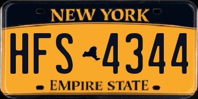 NY license plate HFS4344