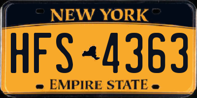NY license plate HFS4363