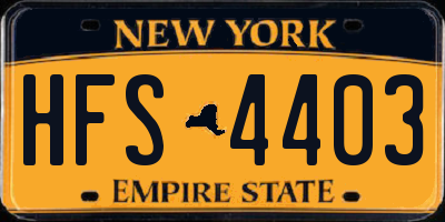 NY license plate HFS4403