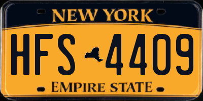 NY license plate HFS4409