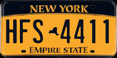 NY license plate HFS4411
